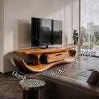Organic Sculptural TV Cabinet, solid wood, built to order, dimensions