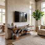 Mid Century Console Table Wood Backing Statement Showroom, solid wood, built to order