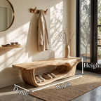 Organic Shoe Bench with Open Shoe Storage, solid wood, built to order, dimensions
