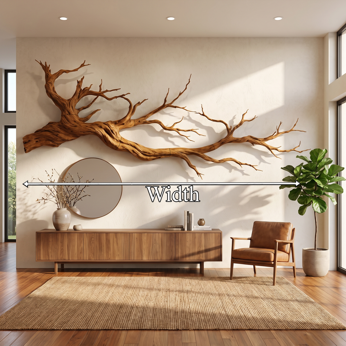 Abstract Tree Limb Solid Wall Art Interior Accent, solid wood, built to order, dimensions