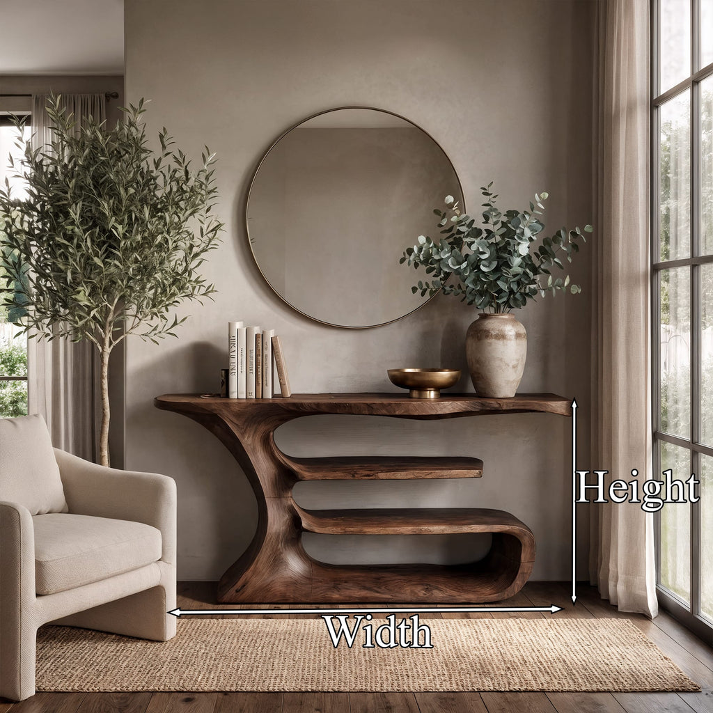 Sculptural Solid Artistic Console Table