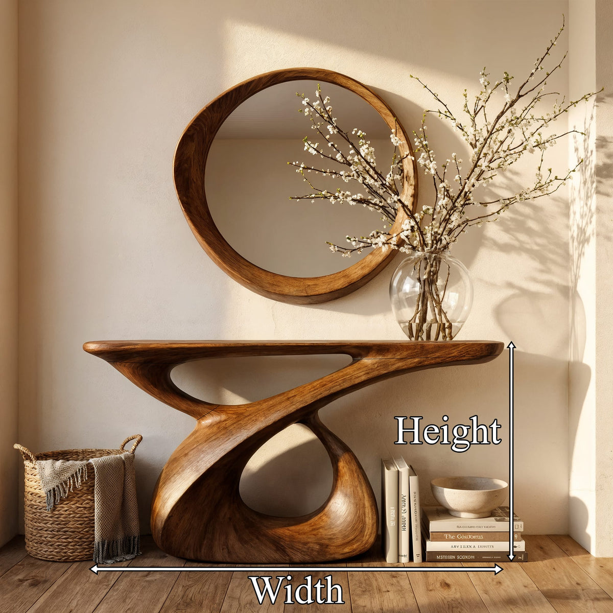 Mid Century Console Table Entryway and Hallway, solid wood, built to order