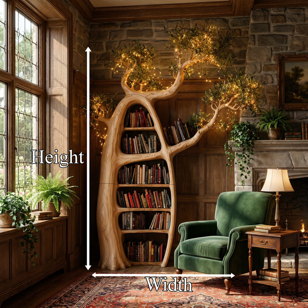 Artistic Illuminated Tree Bookshelf