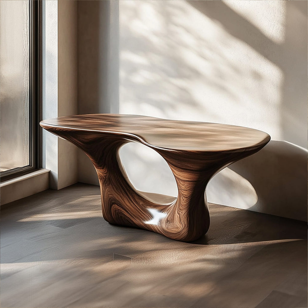 Curved Solid Console Table