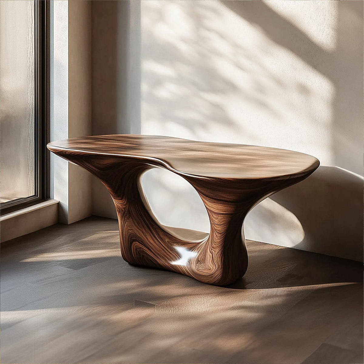Curved Solid Console Table