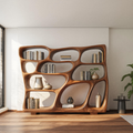 Modern Bookshelf with Sculptural Open Design, solid wood, built to order
