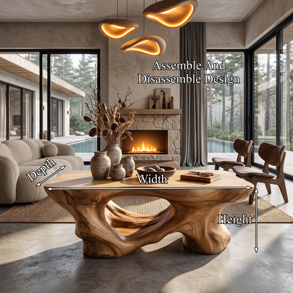 Rustic Coffee Table with Sculptural Root Form Legs, solid wood, built to order, view 2