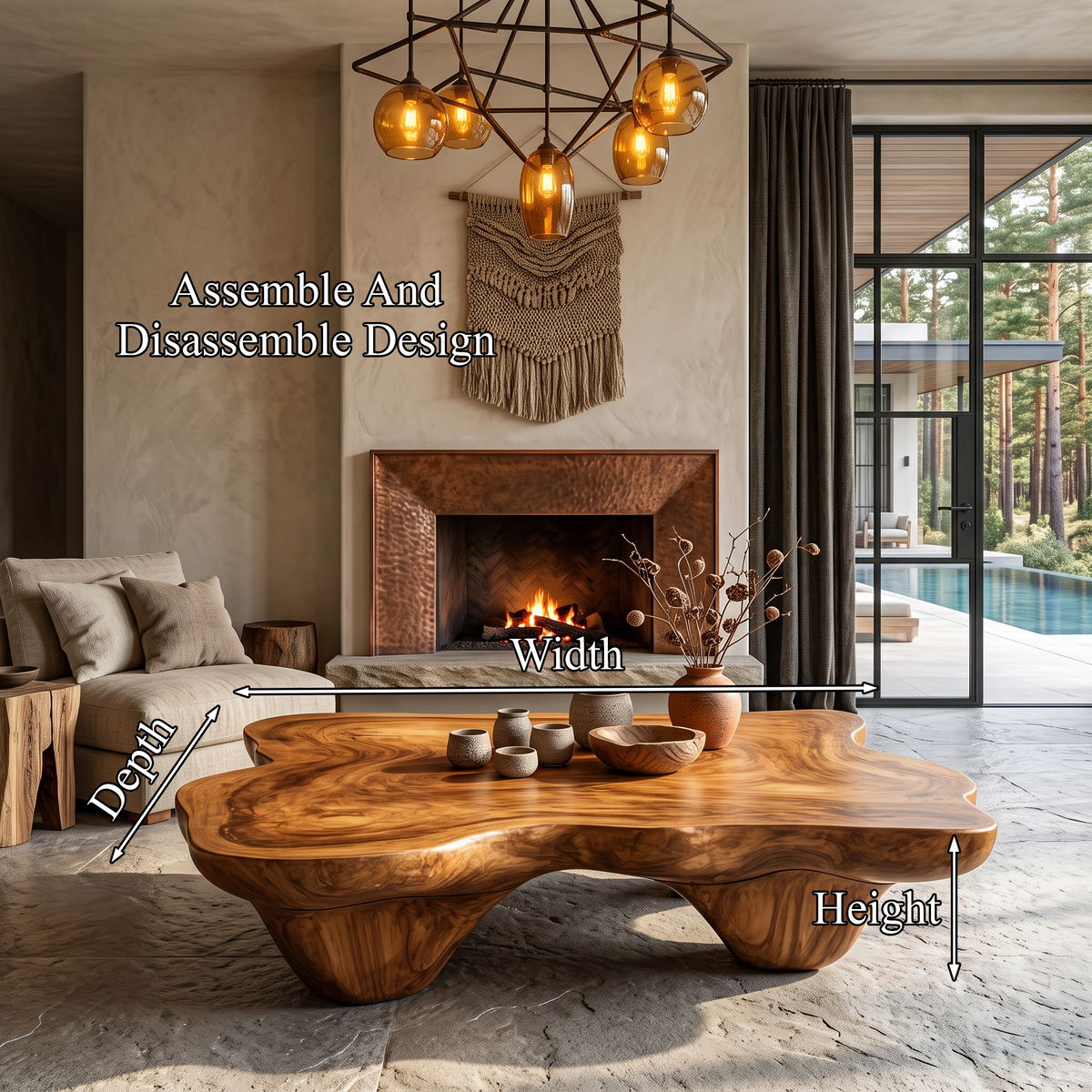 Modern Coffee Table with Minimal Base, solid wood, built to order, view 2