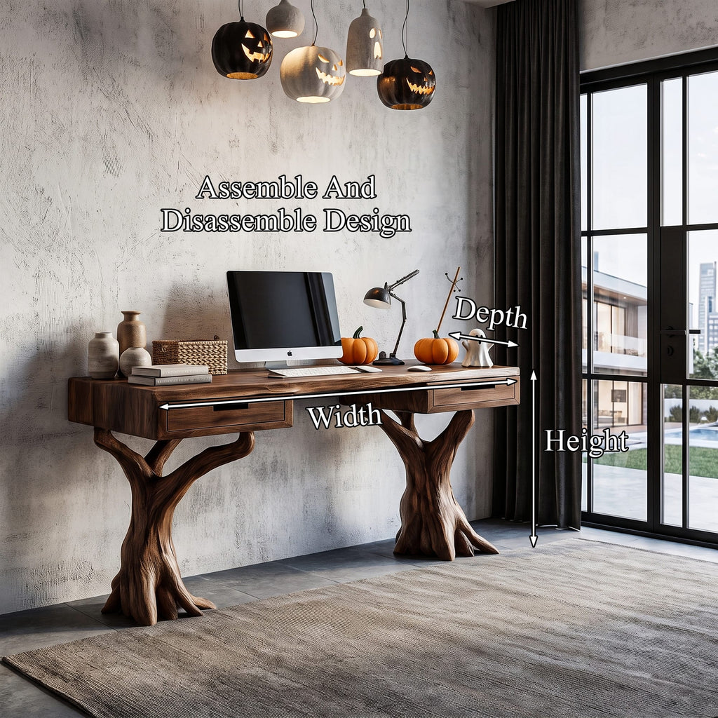 Contemporary Storage Desk with Display Shelves, solid wood, built to order