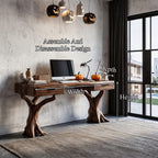 Contemporary Storage Desk with Display Shelves, solid wood, built to order