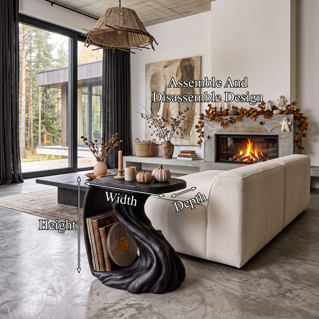 Rustic Beside Table with Inspired Twisted Base, solid wood, built to order, view 8