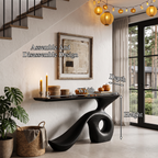 Modern Entryway Table with Sculptural Open Frame, solid wood, built to order, view 8