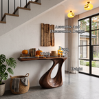 Contemporary Statement Console Table with Curved Open Base, solid wood, built to order, view 8