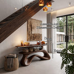 Modern Entryway Table with Open Storage Shelf and Hollow Frame, solid wood, built to order