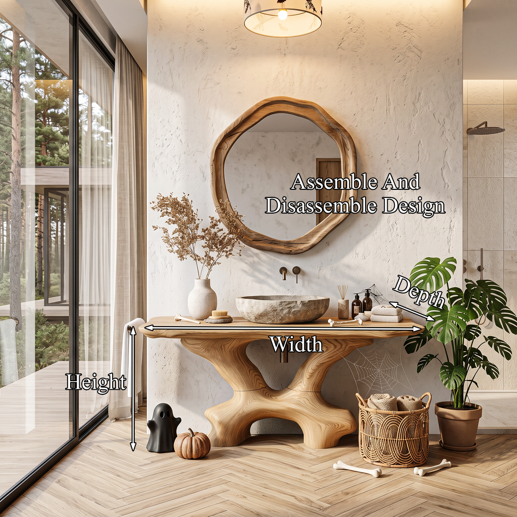 Modern Statement Bathroom Vanity with Sculptural Branch Frame, solid wood, built to order, view 8