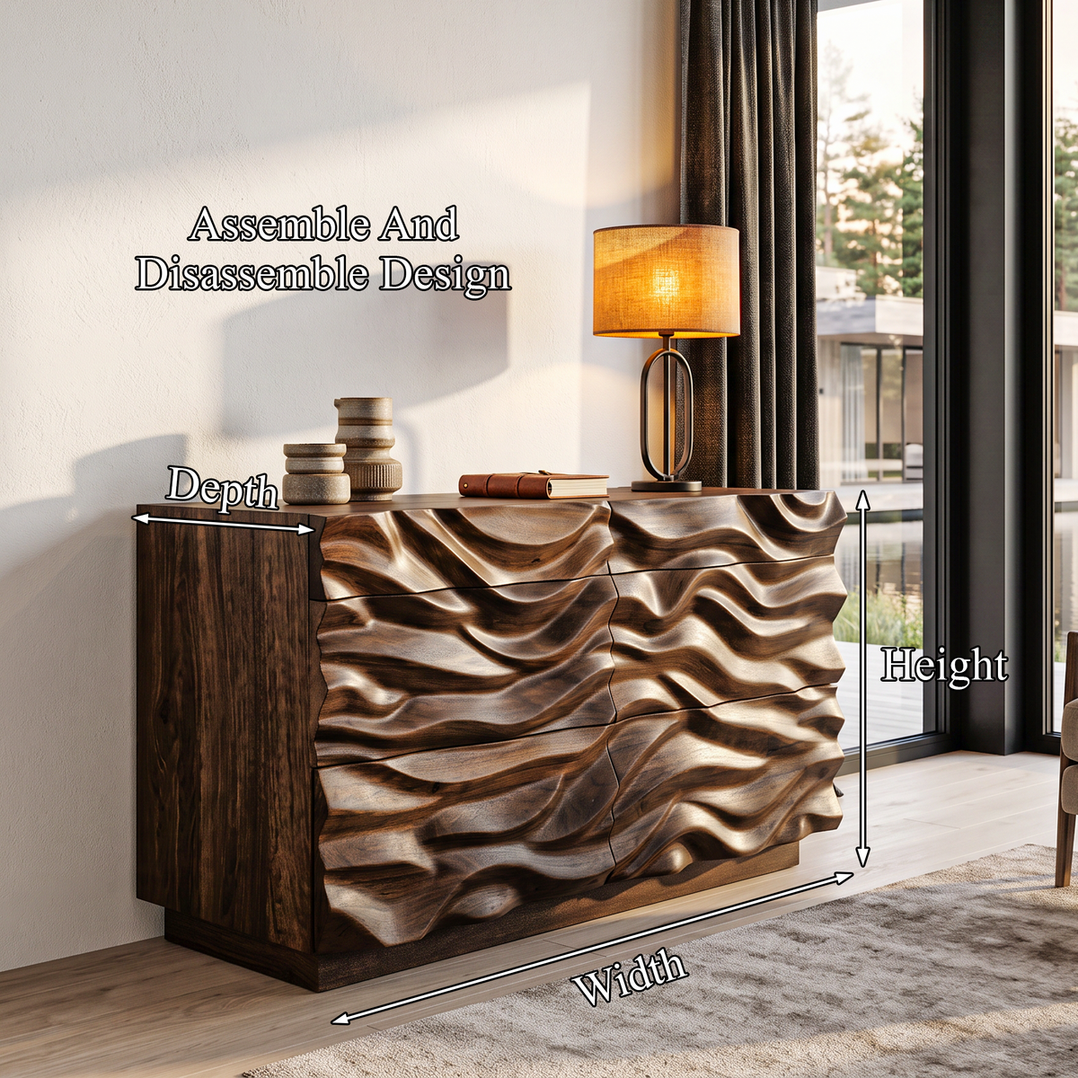 Modern Dresser with Sculpted Wave Front, solid wood, built to order, view 8