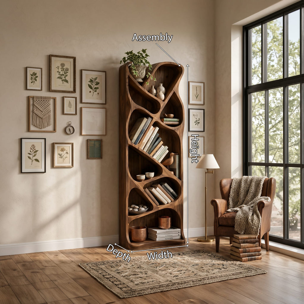 Mid Century Open Bookcase, solid wood, built to order