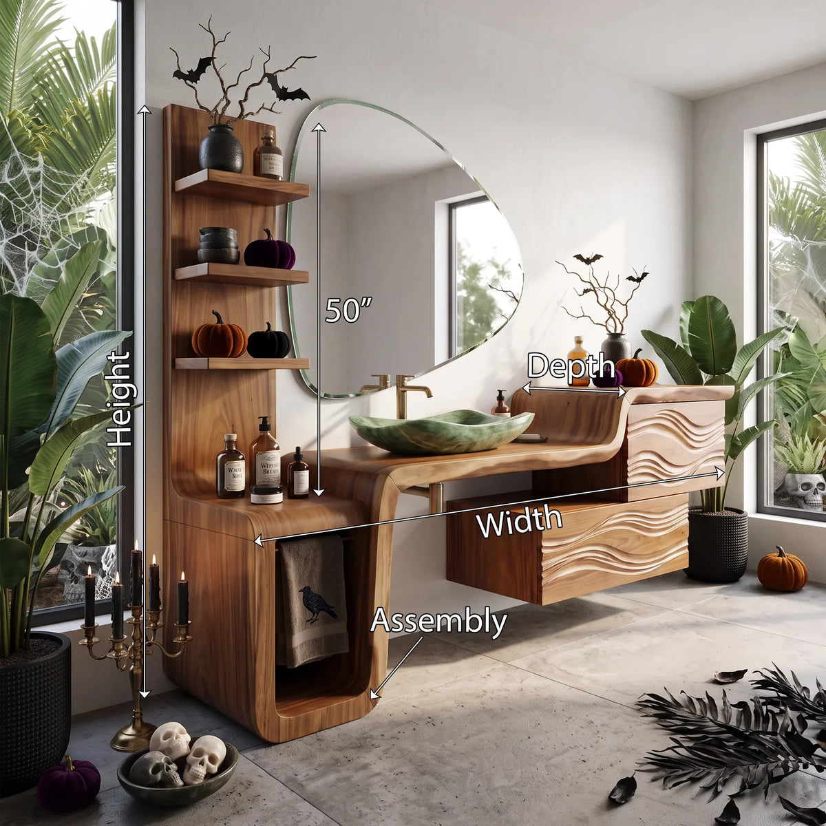 Organic Modern Bathroom Vanity Ensuite, solid wood, built to order, view 8
