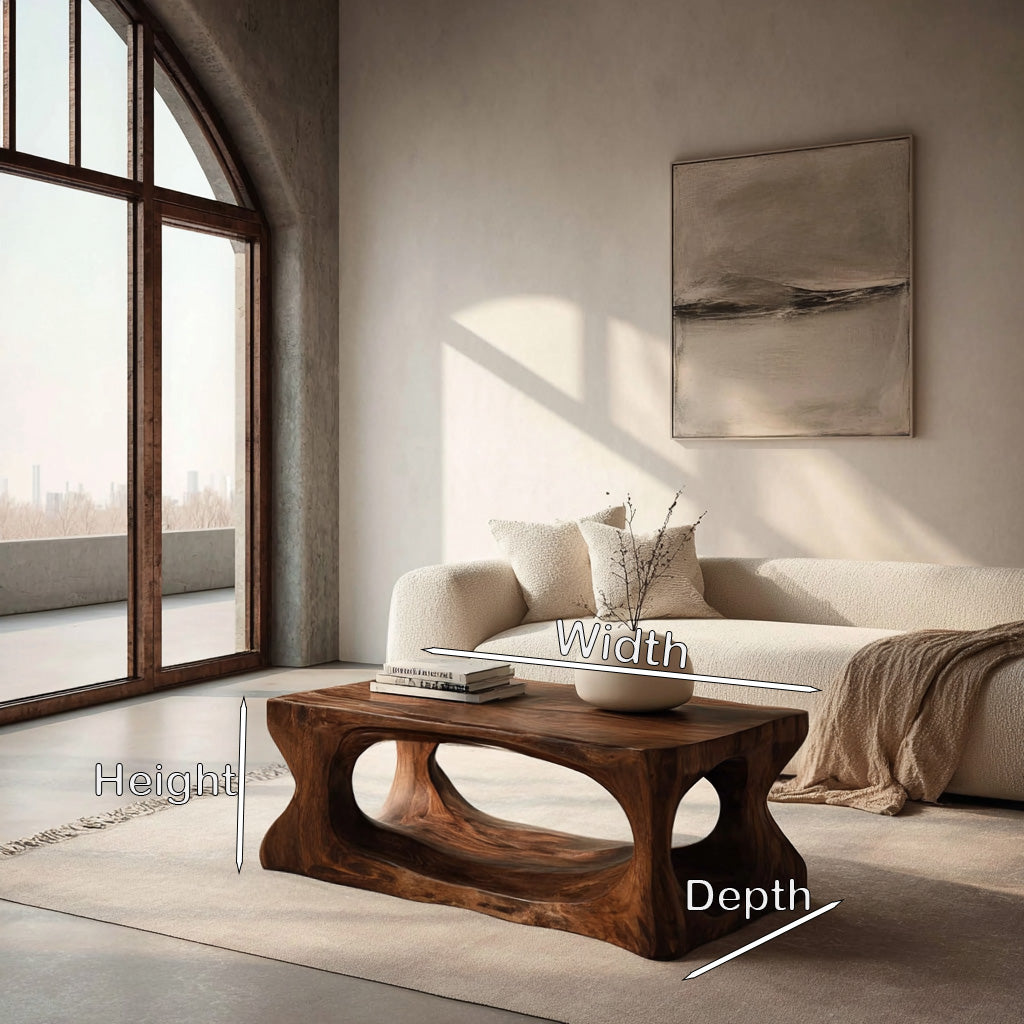 Organic Style Coffee Table Natural, solid wood, built to order, view 6