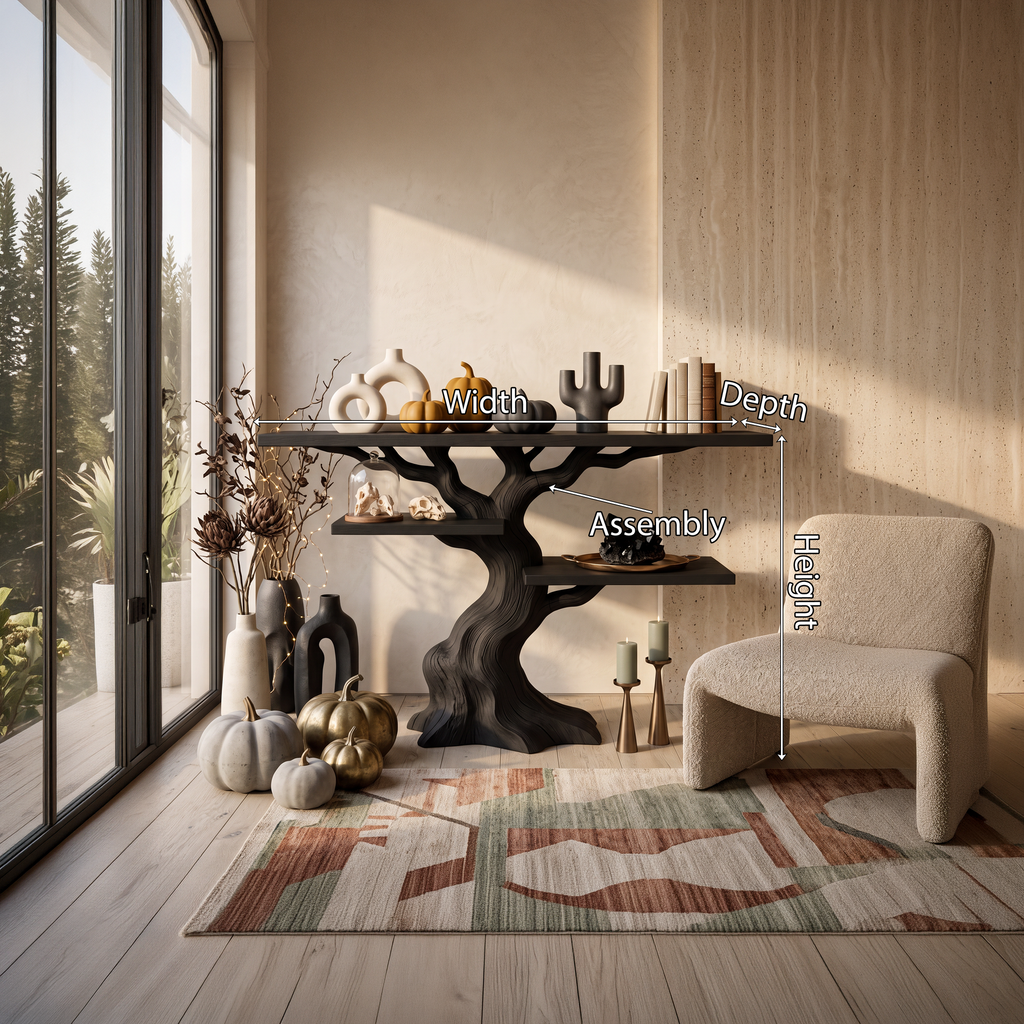 Organic Twisted Tree Sofa Table, solid wood, built to order, view 8