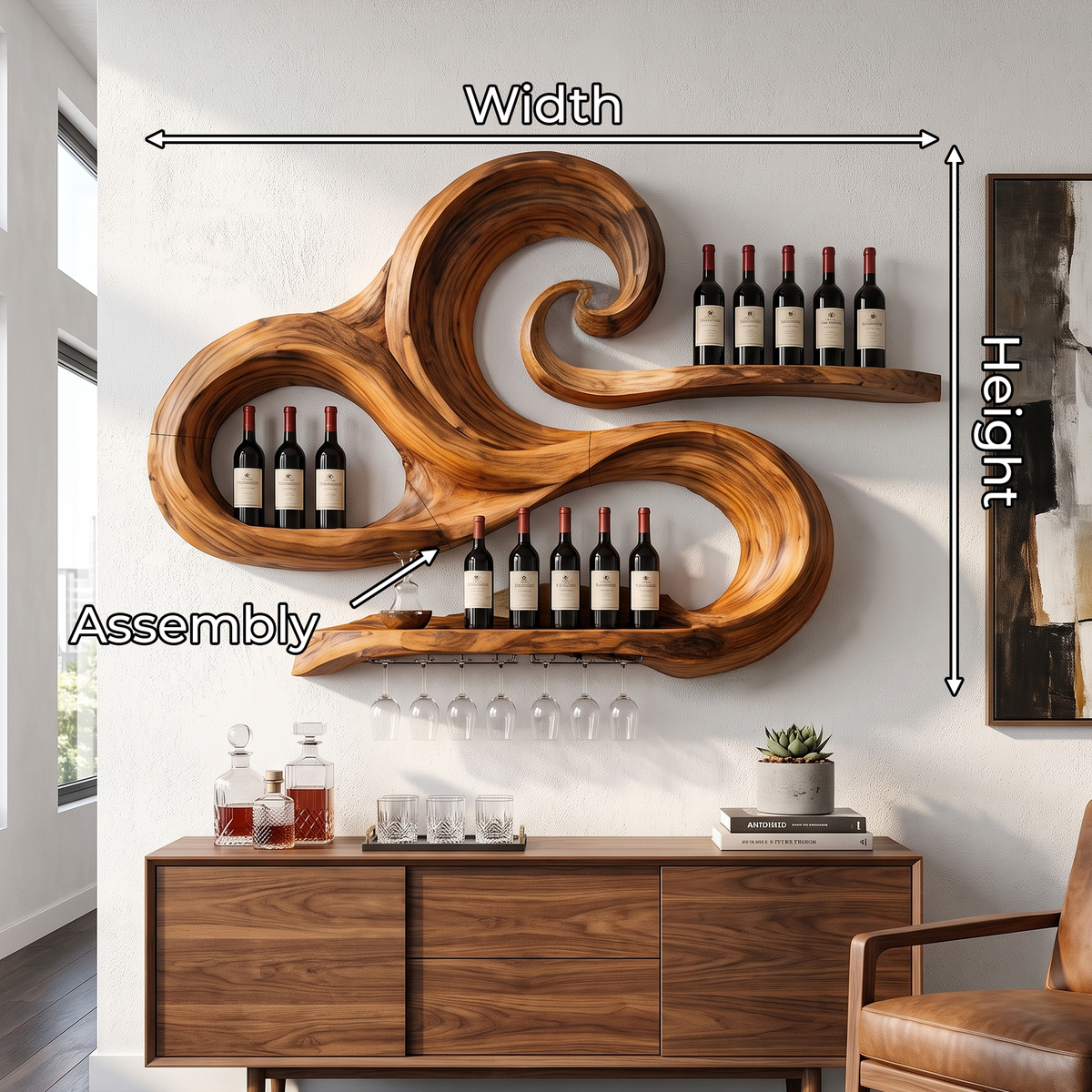 Minimalist Wine Holder, solid wood, built to order, view 8