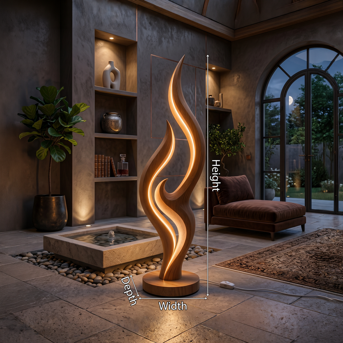 Contemporary Double Wave Lamp, solid wood, built to order, view 8