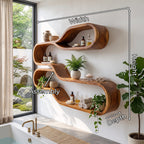 Japandi Wooden Wall Mounted Shelves, solid wood, built to order
