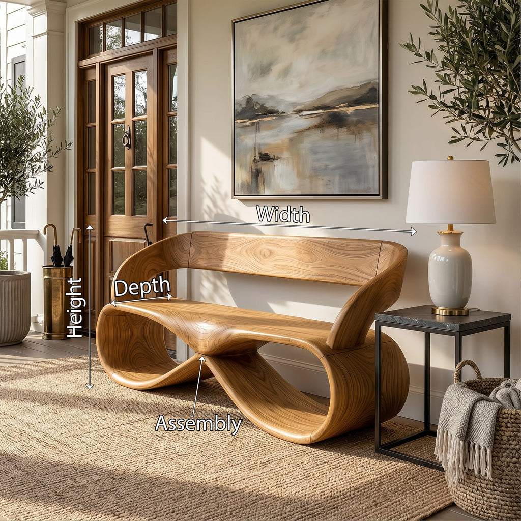 Solid Bench Designer Interior, solid wood, built to order