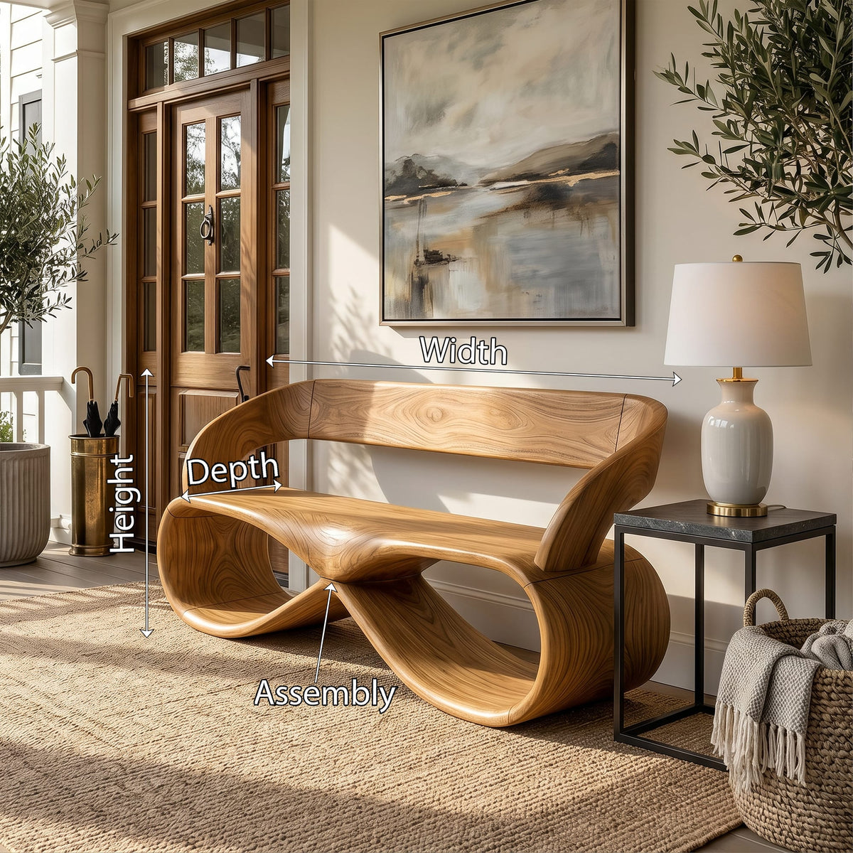 Solid Bench Designer Interior, solid wood, built to order