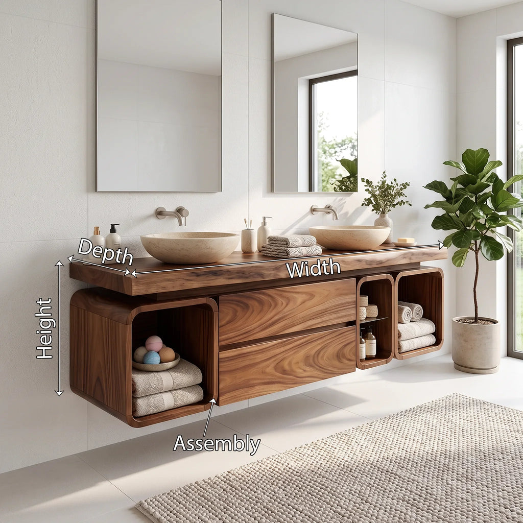 Modern Floating Bathroom Vanity Cabinet Primary Bathroom, solid wood, built to order