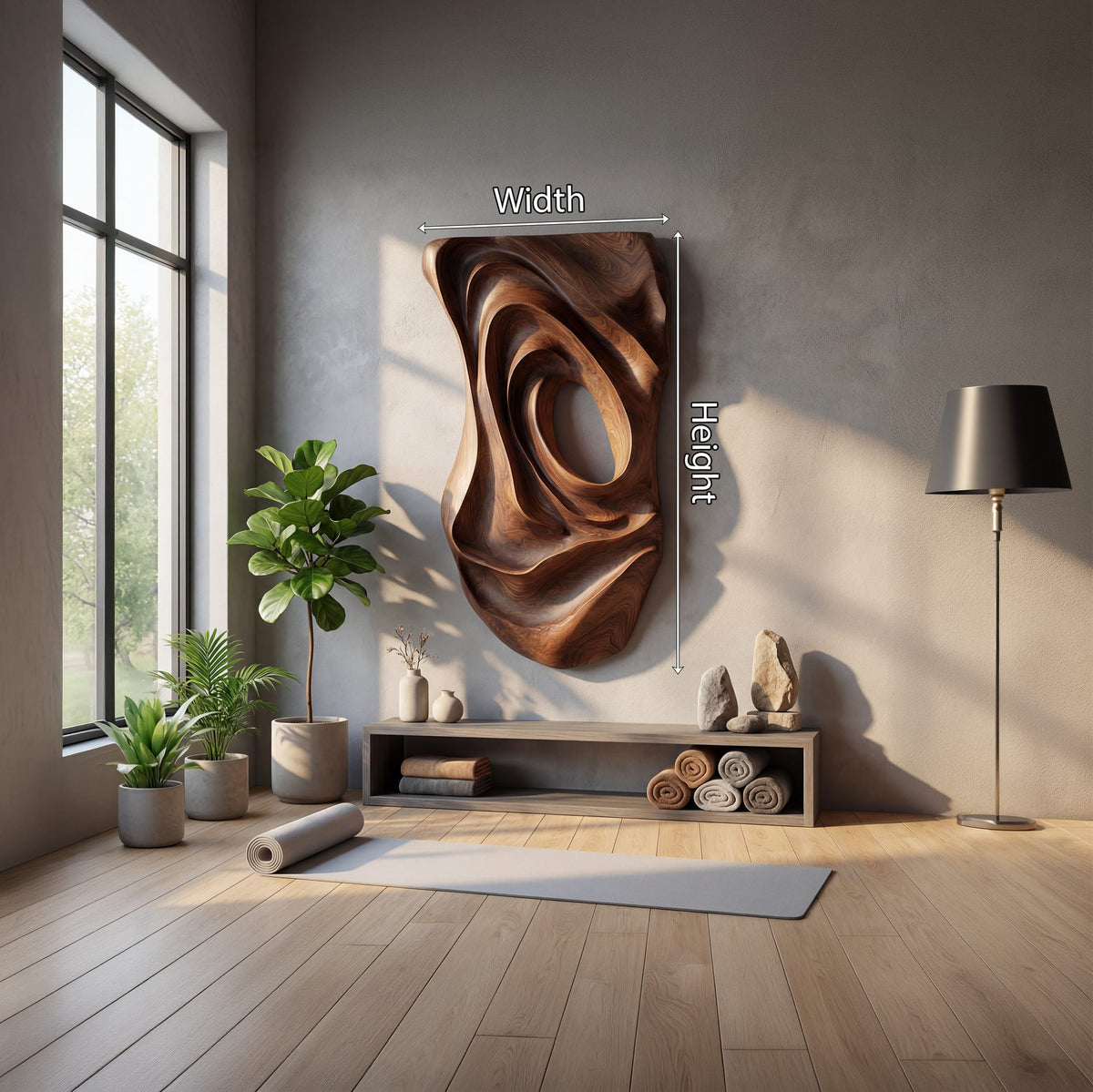 Contemporary Fluid Wall Art Panel, solid wood, built to order