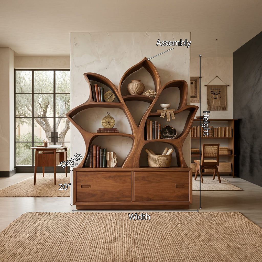 Mid Century Library Bookshelf, solid wood, built to order