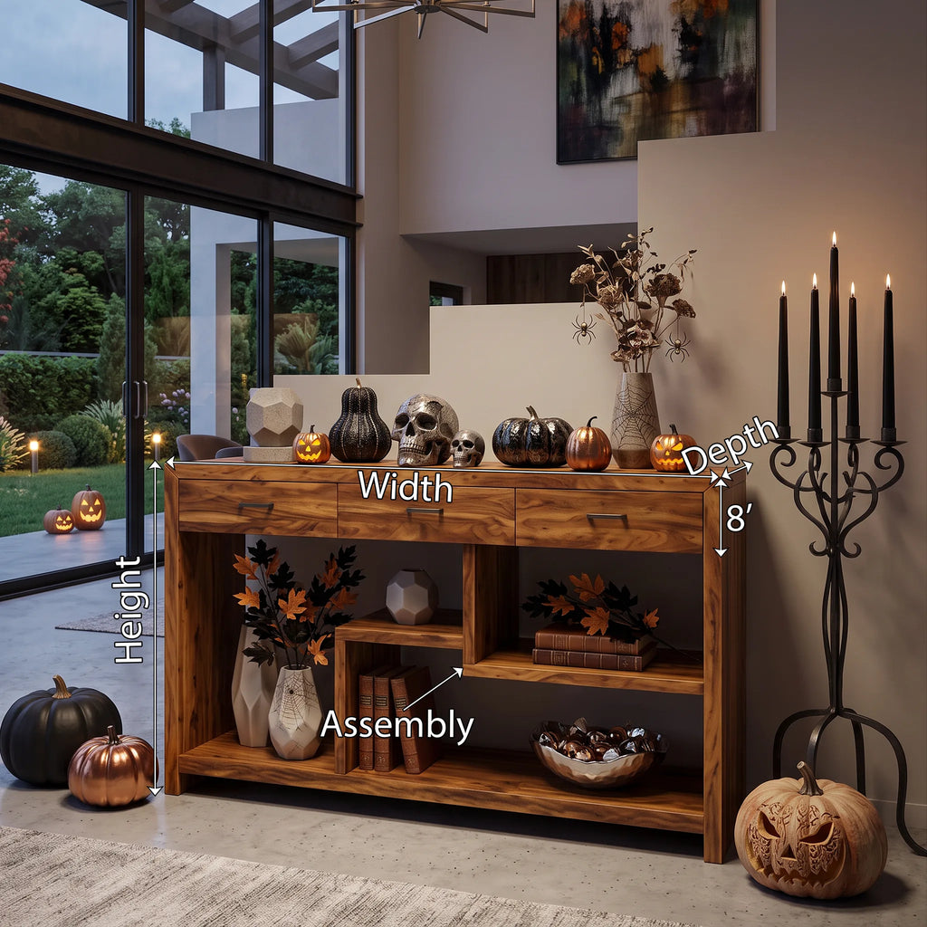 Mid Century Entryway Table Modern Living Room, solid wood, built to order