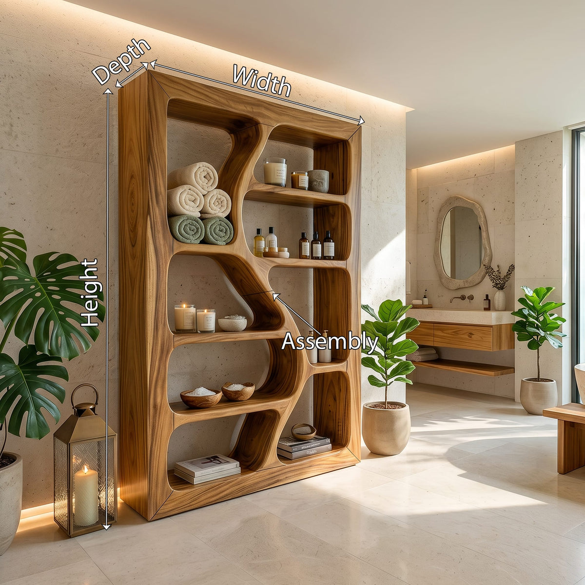 Organic Wooden Storage Shelf, solid wood, built to order