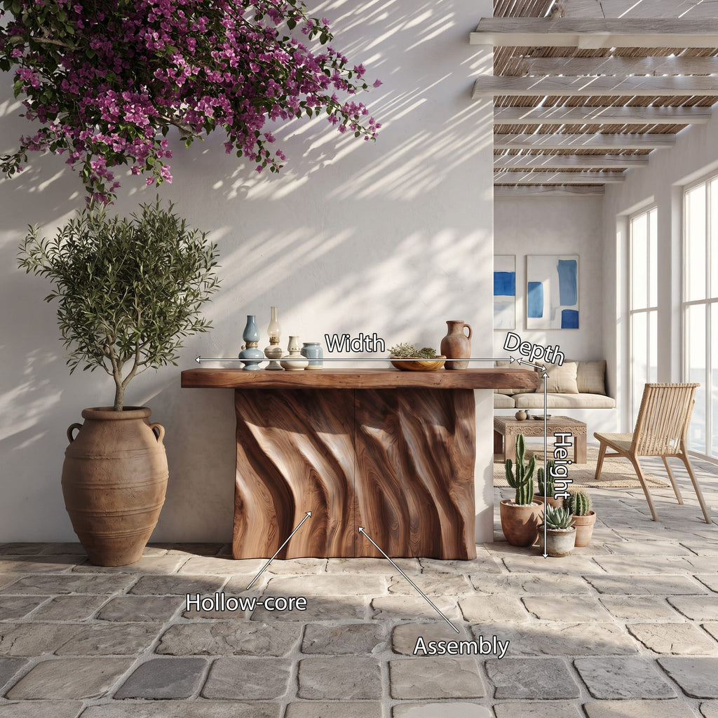 Contemporary Live Form Hall Table, solid wood, built to order