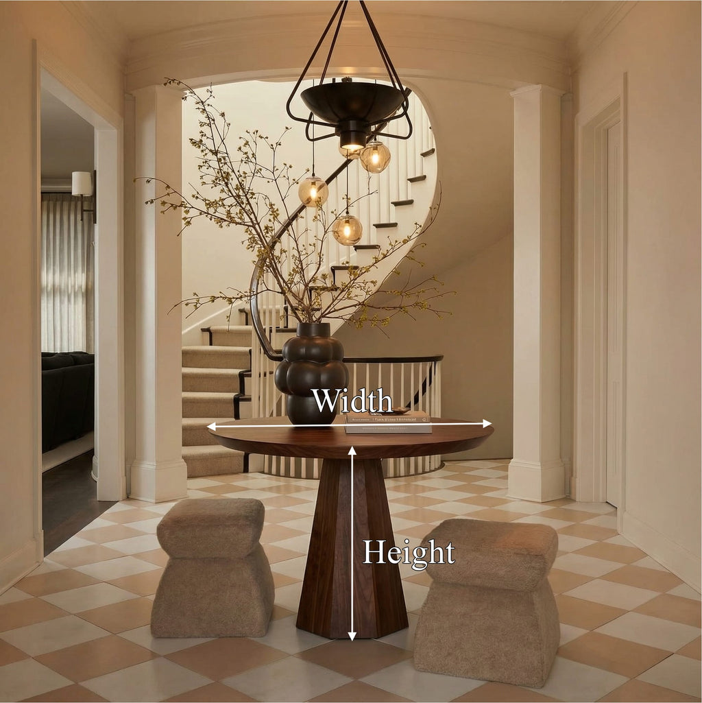 Contemporary Organic Round Entryway Foyer Table, solid wood, built to order