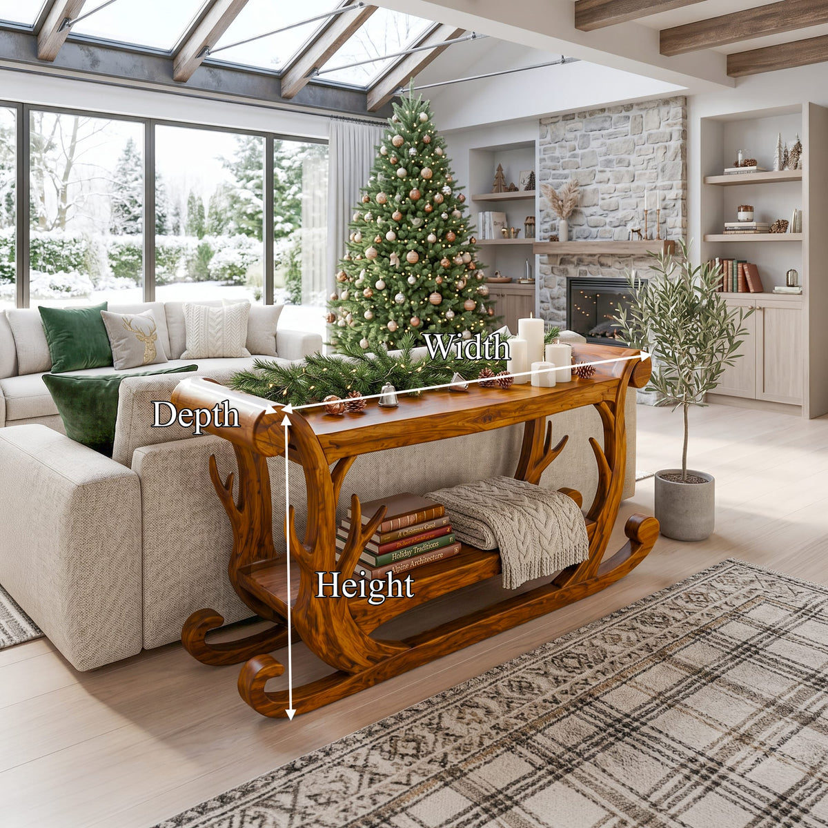 Sleigh Inspired Console Table