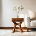 Sculptural Side Table with Drawer, solid wood, built to order
