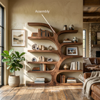 Curved Bookshelf, solid wood, built to order, view 8