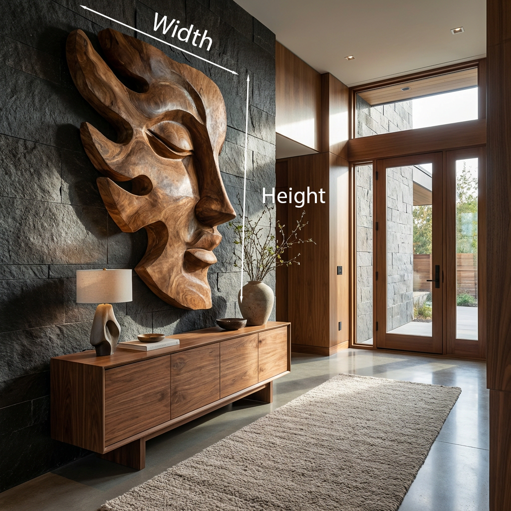 Face Wall Art with Sculptural Form, solid wood, built to order, view 8