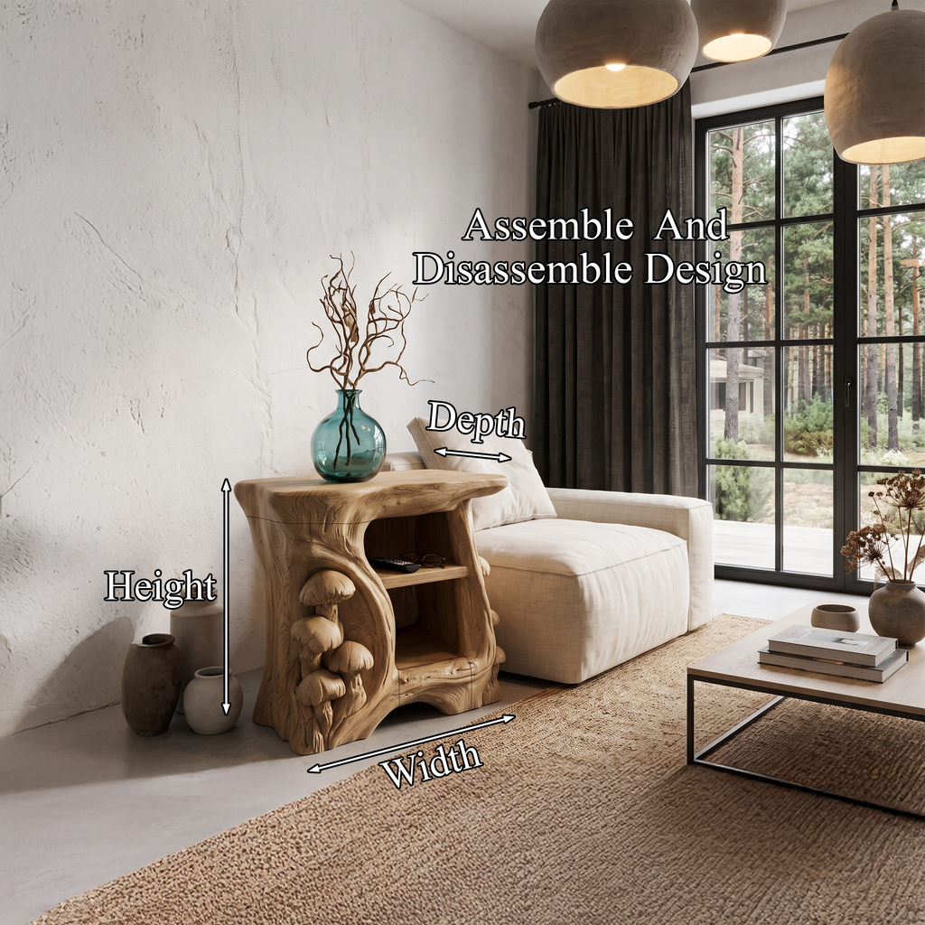 Organic Solid Bedside Table with Sculptural Tree Branch Base, solid wood, built to order, view 8