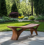 Contemporary Sculptural Outdoor Bench, solid wood, built to order