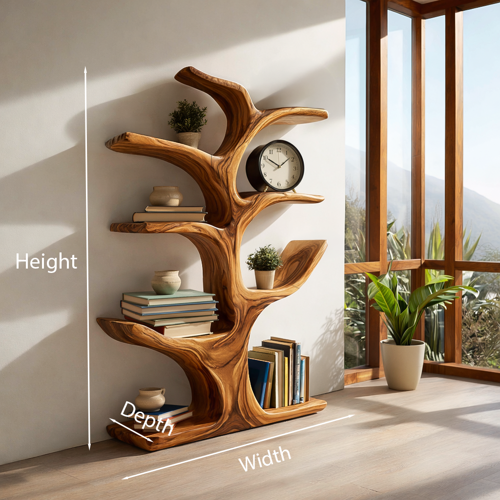 Bookshelf Sculptural Curved Design, solid wood, built to order, view 8