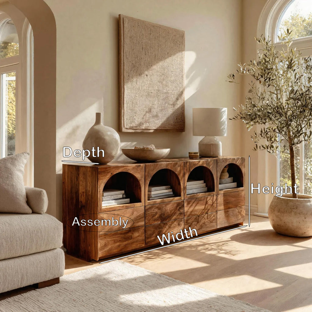 Arched Niche Wooden Sideboard, solid wood, built to order, view 2
