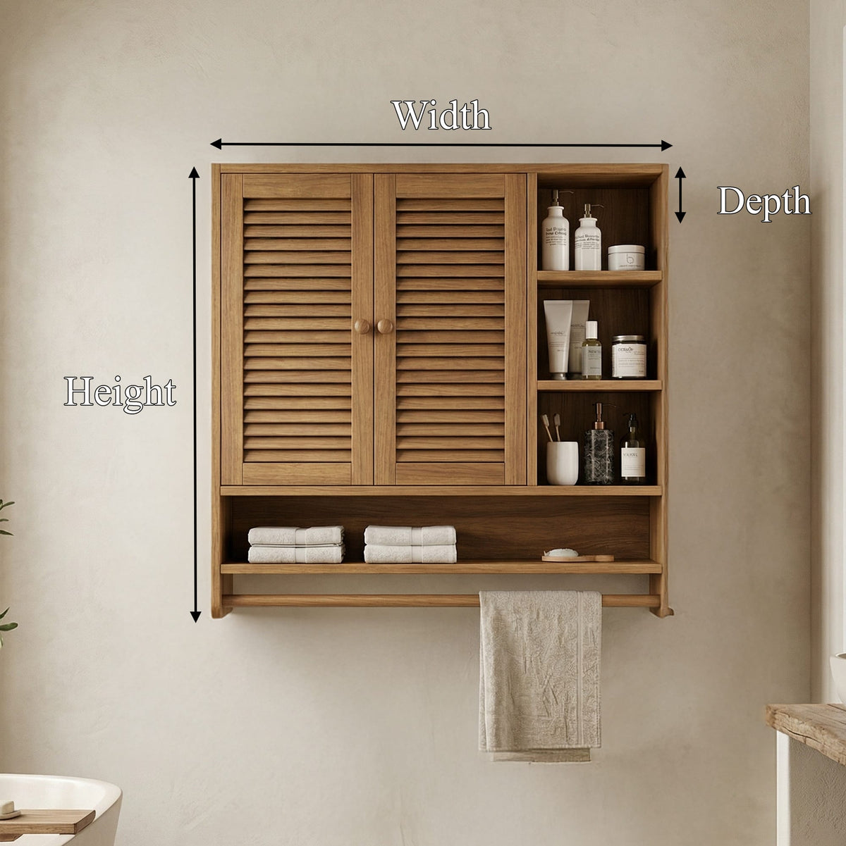 Solid Storage Cupboard Bath Shelf