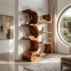 Contemporary Bookcase in Sculpted Curves, solid wood, built to order