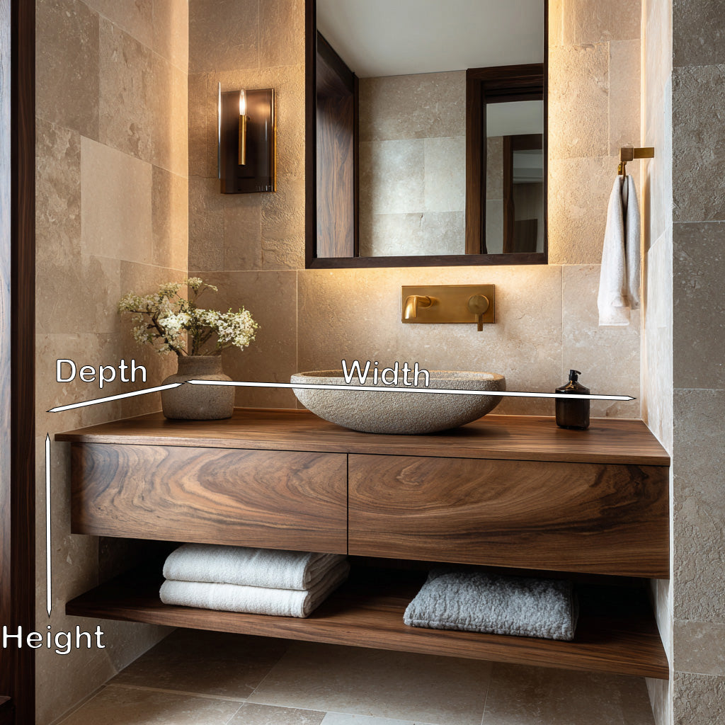 Minimalist Wall Mounted Bathroom Vanity, solid wood, built to order, view 8