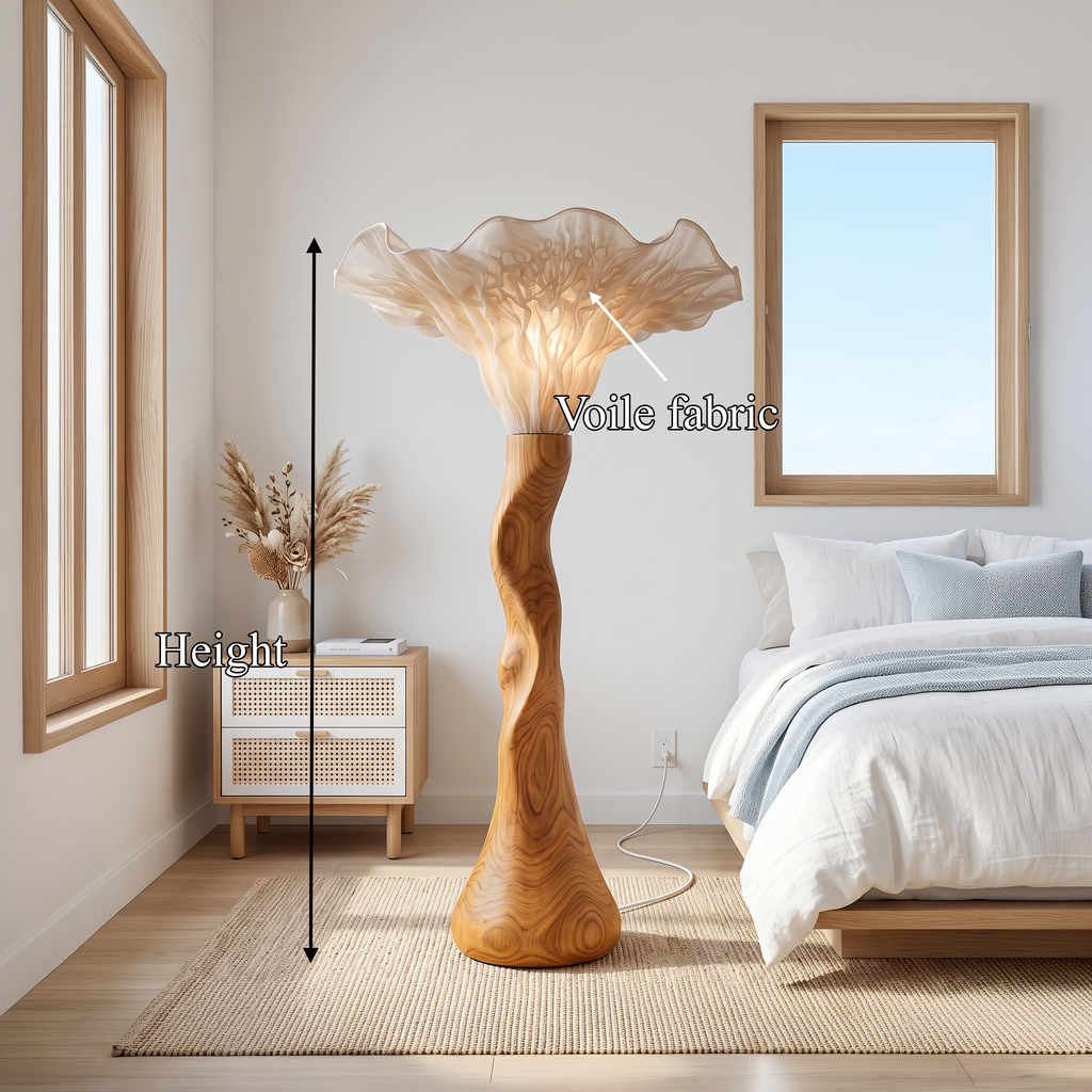 Farmhouse Sculptural Mushroom Floor Lamp, solid wood, built to order, view 8