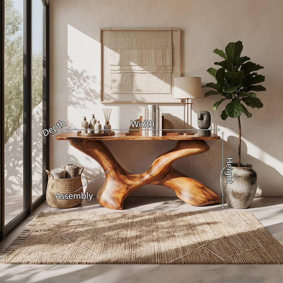 Mid Century Foyer Table, solid wood, built to order