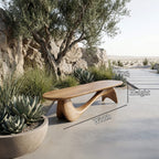 Organic Wave Bench Solid Elegant Flowing Curve Design Garden and Outdoor Space, solid wood, built to order